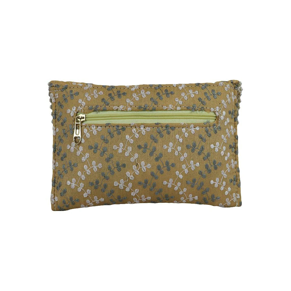 Women’s Floral Embroidered Clutch with Pearl Lace