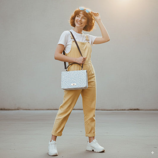 Chic Black & White Top Handle Bag