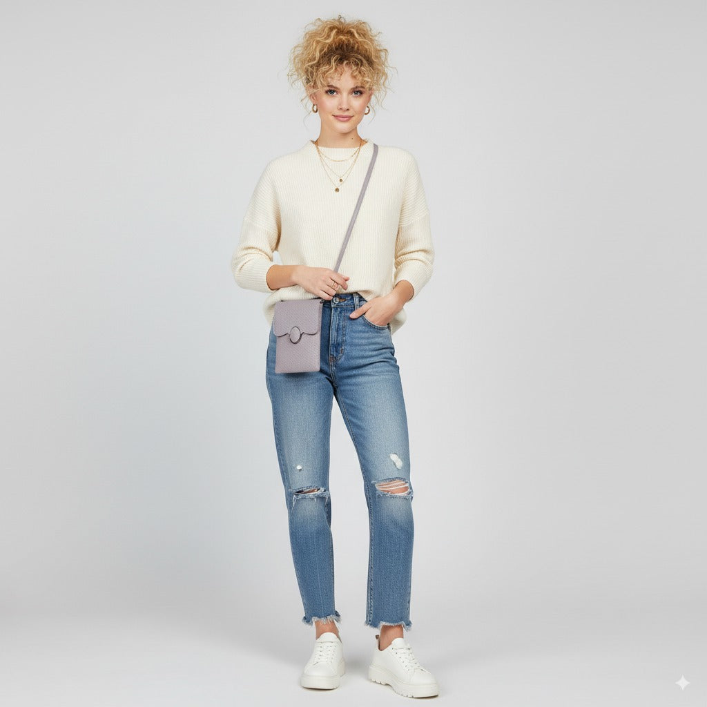 Compact Everyday Sling with Stylish Texture - Light Purple