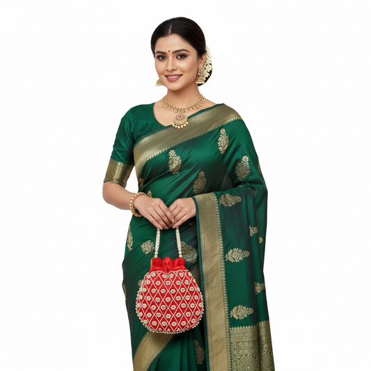 Regal Pearl-Embroidered Potli Bag