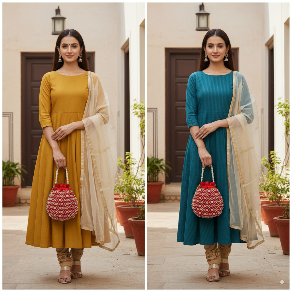 Regal Pearl-Embroidered Potli Bag