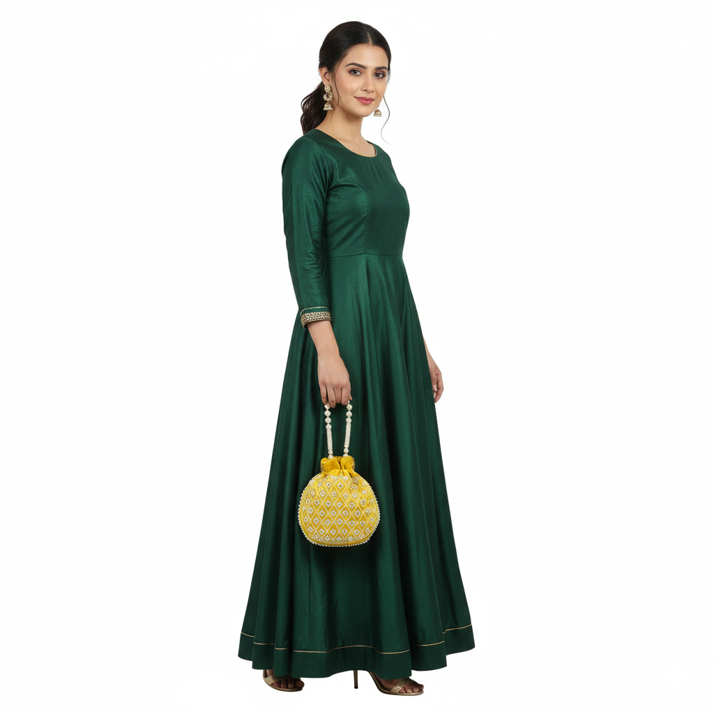 Regal Pearl-Embroidered Potli Bag
