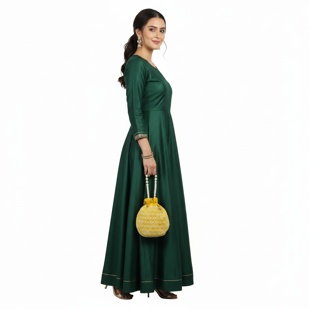 Regal Pearl-Embroidered Potli Bag