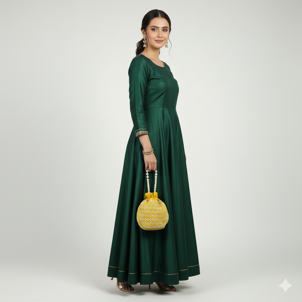 Regal Pearl-Embroidered Potli Bag