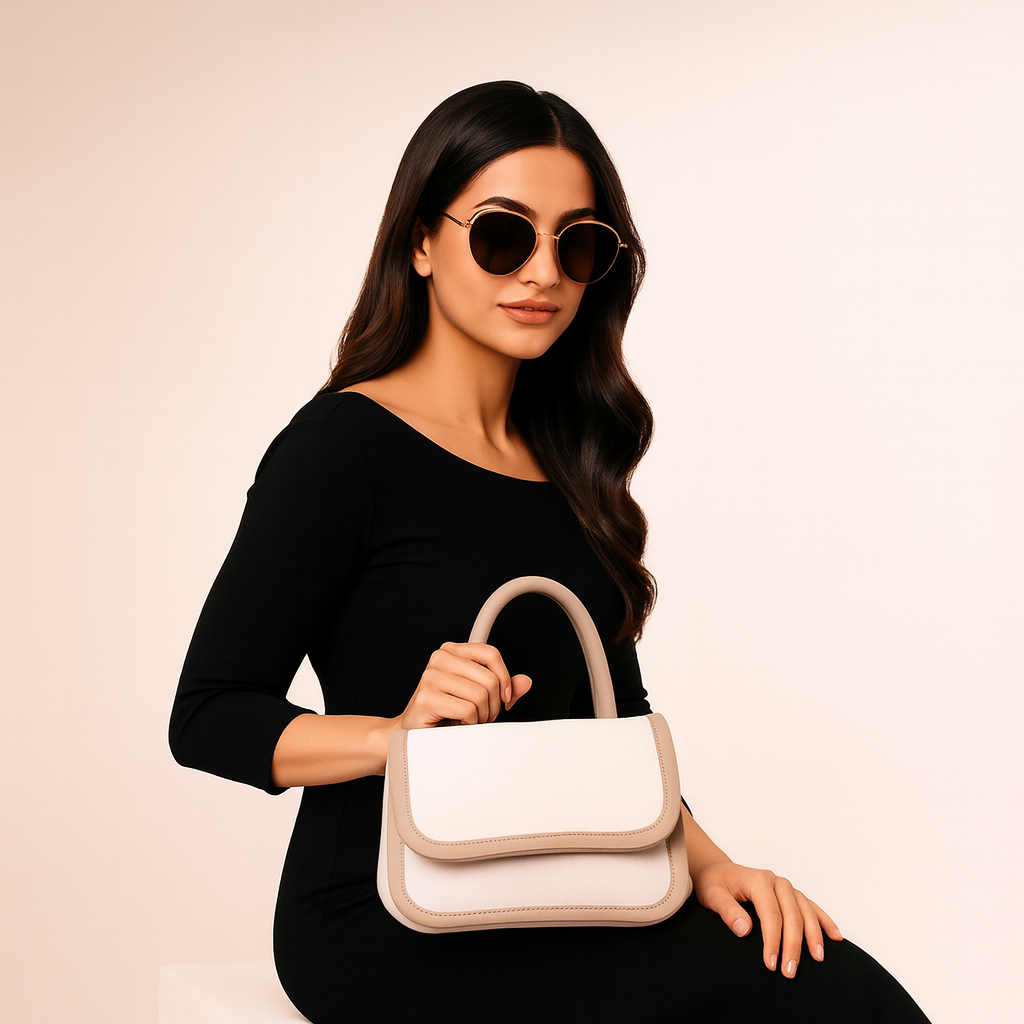 Curve-Edge Mini Satchel - Beige