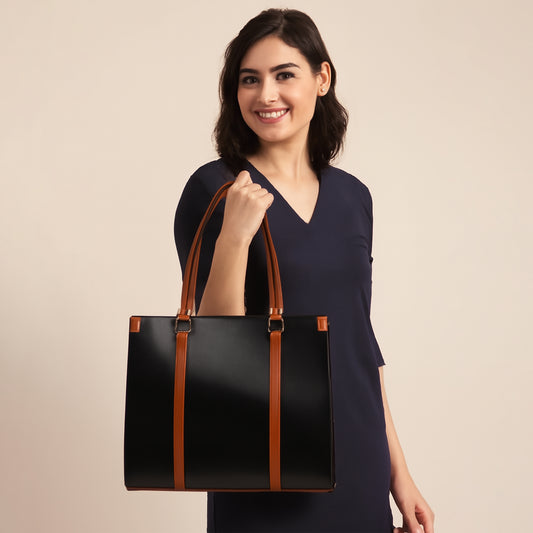Structured PU Leatherette Tote Bag