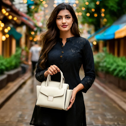 Mini Structured Handbag with Front Flap Pocket