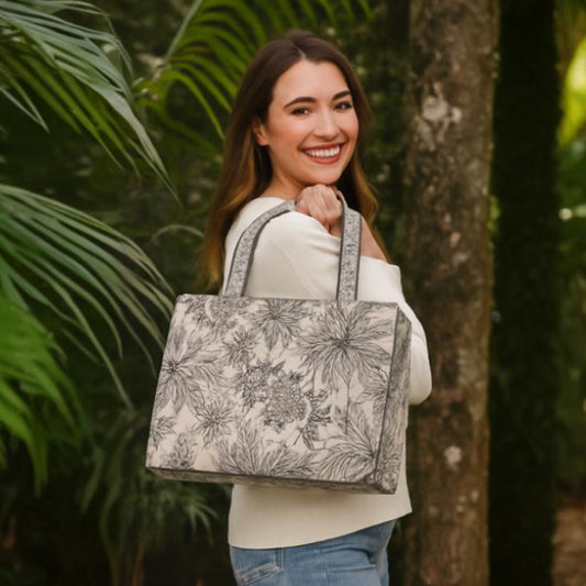 Monochrome Jungle Tapestry Tote Bag