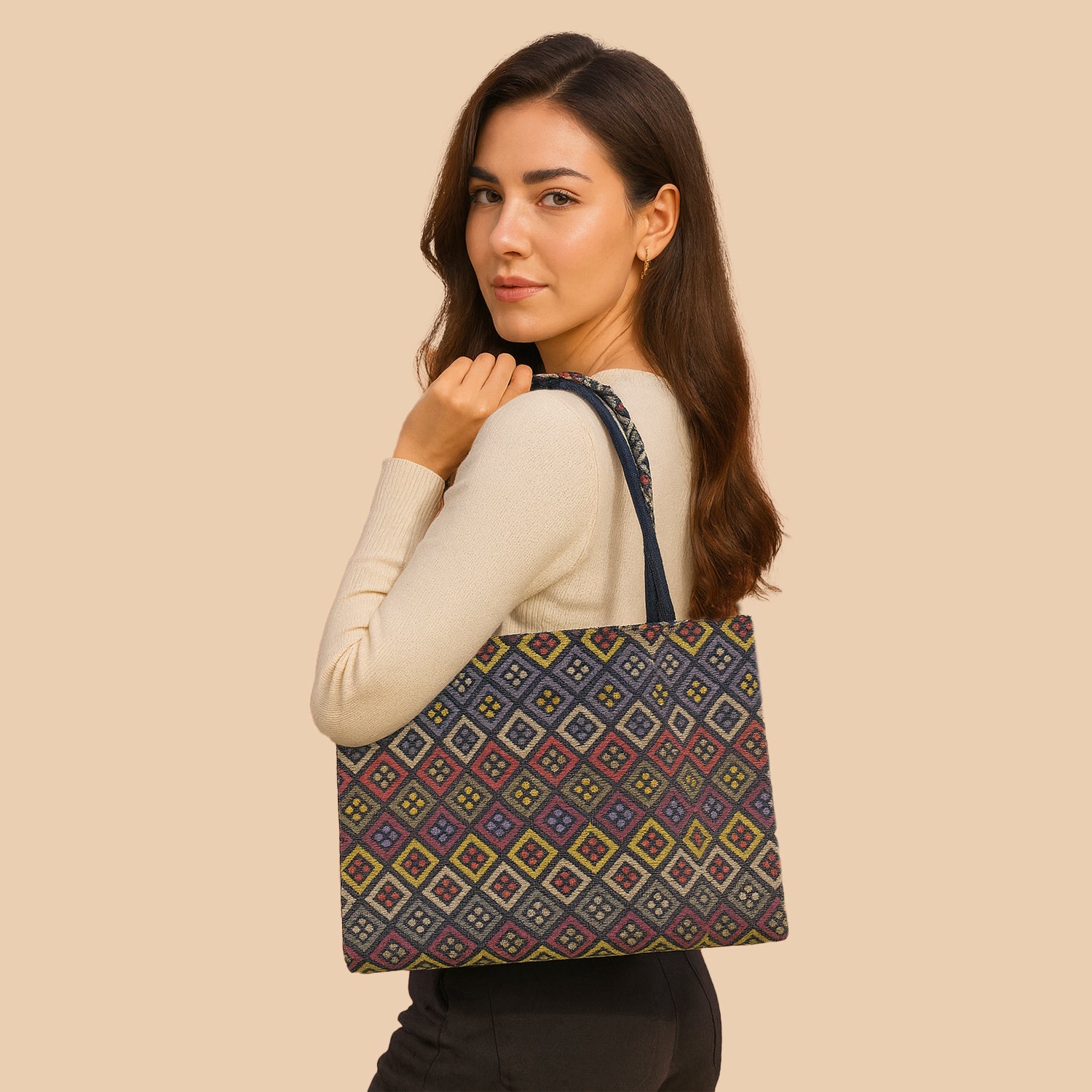 Monochrome Jungle Tapestry Tote Bag - Multicolor