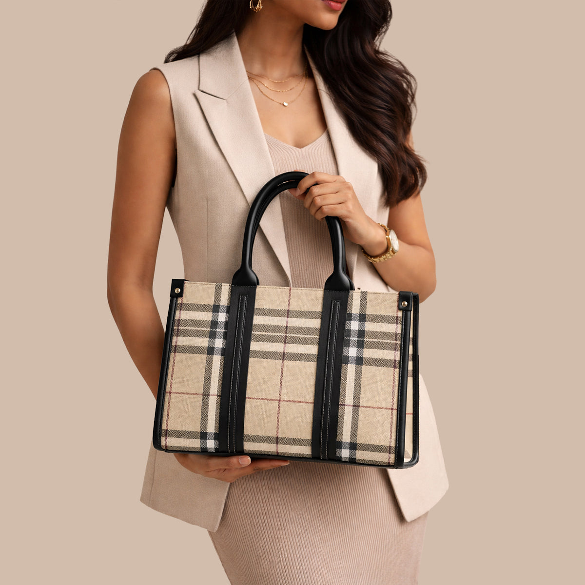 Structured HandBag with Detachable Sling Strap