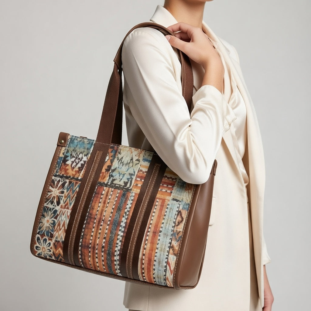 Structured  HandBag with Detachable Sling Strap - Multicolor