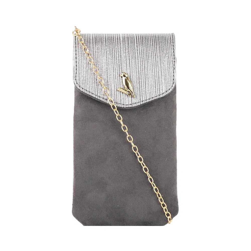 Mobile Sling Bag with Flap Closure & Gold Chain Strap