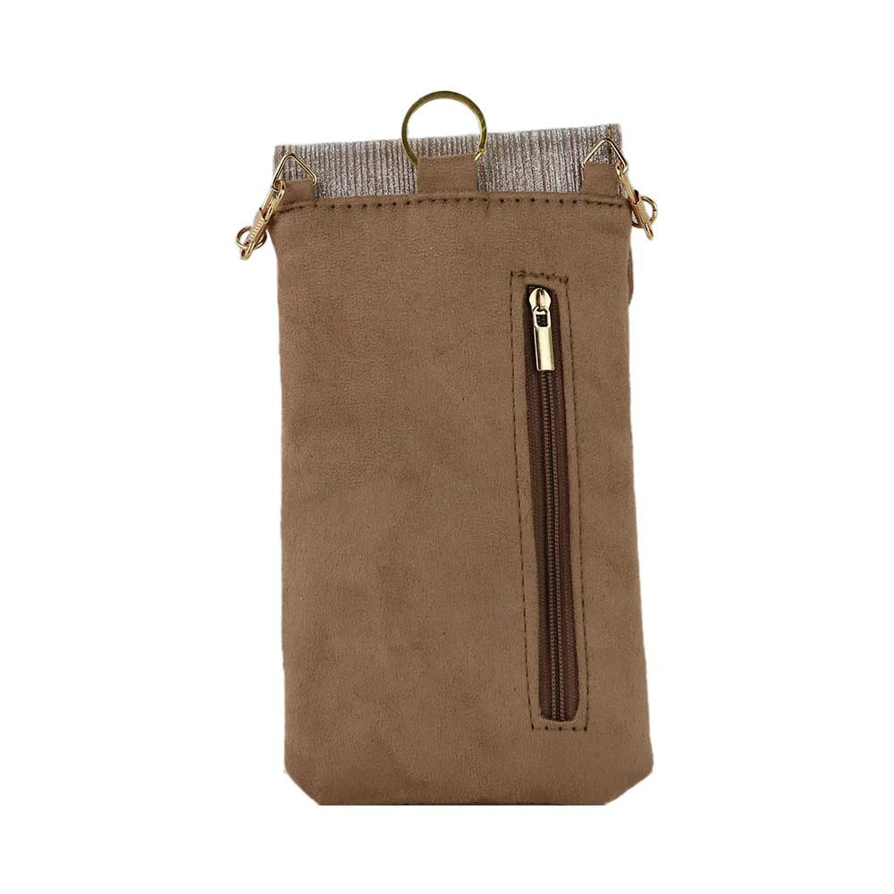 Mobile Sling Bag with Flap Closure & Gold Chain Strap