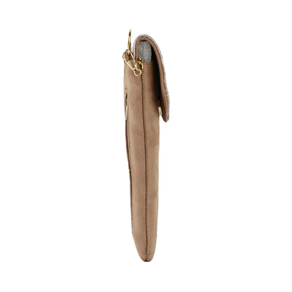 Mobile Sling Bag with Flap Closure & Gold Chain Strap