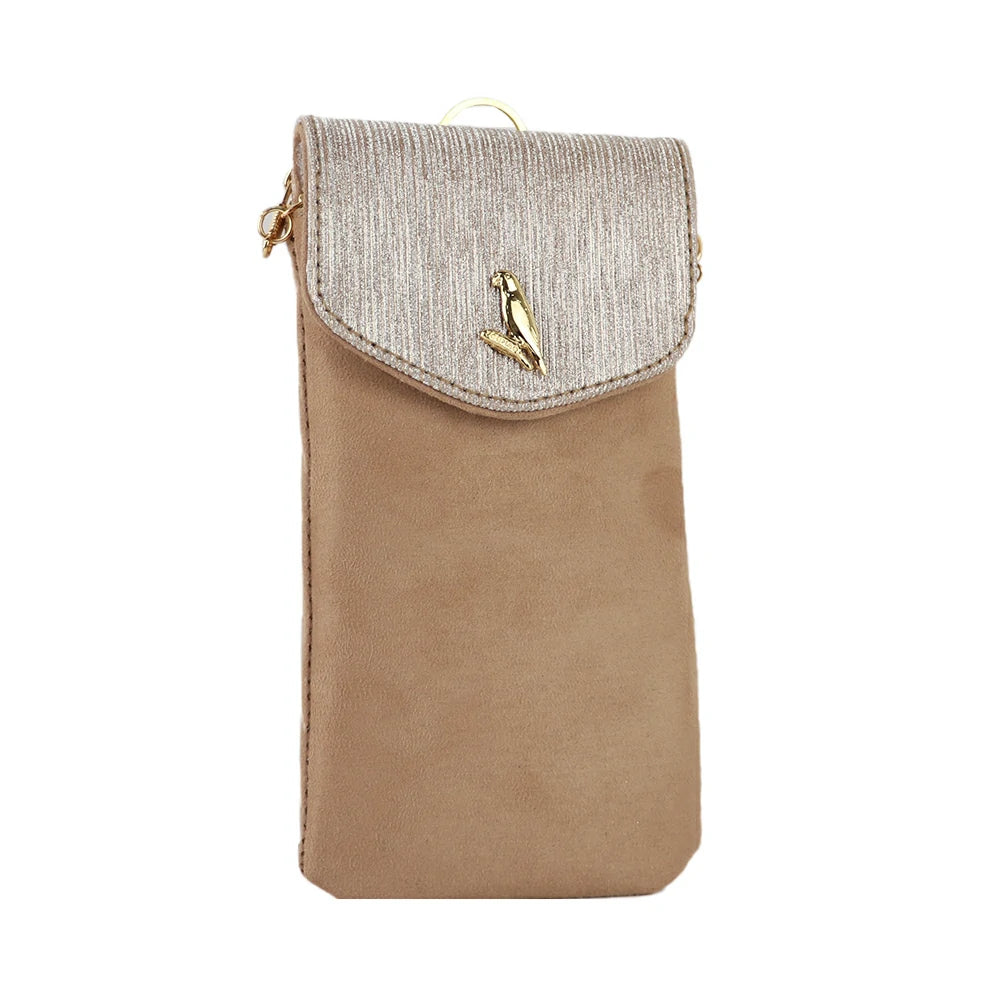 Mobile Sling Bag with Flap Closure & Gold Chain Strap