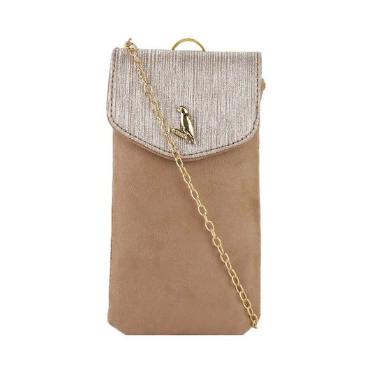 Mobile Sling Bag with Flap Closure & Gold Chain Strap