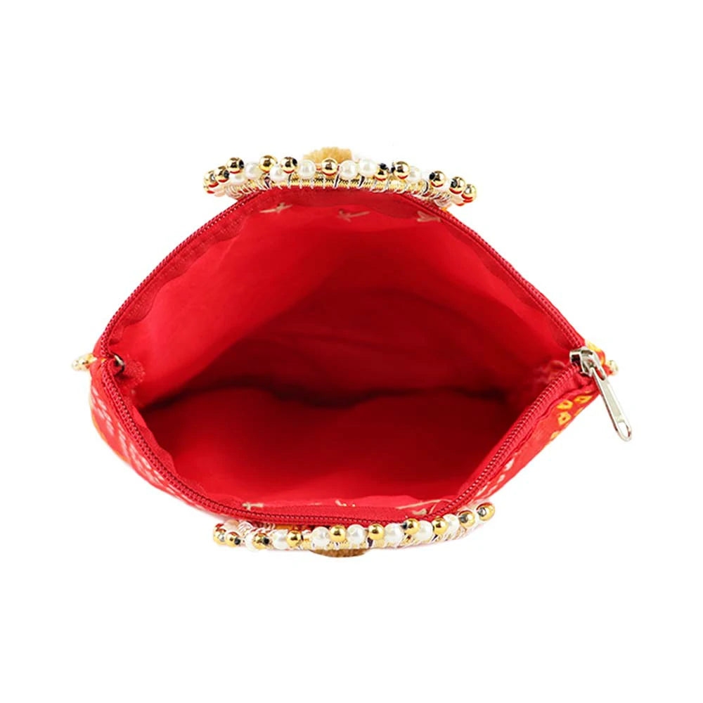 Embroidered Pearl Handle Bag