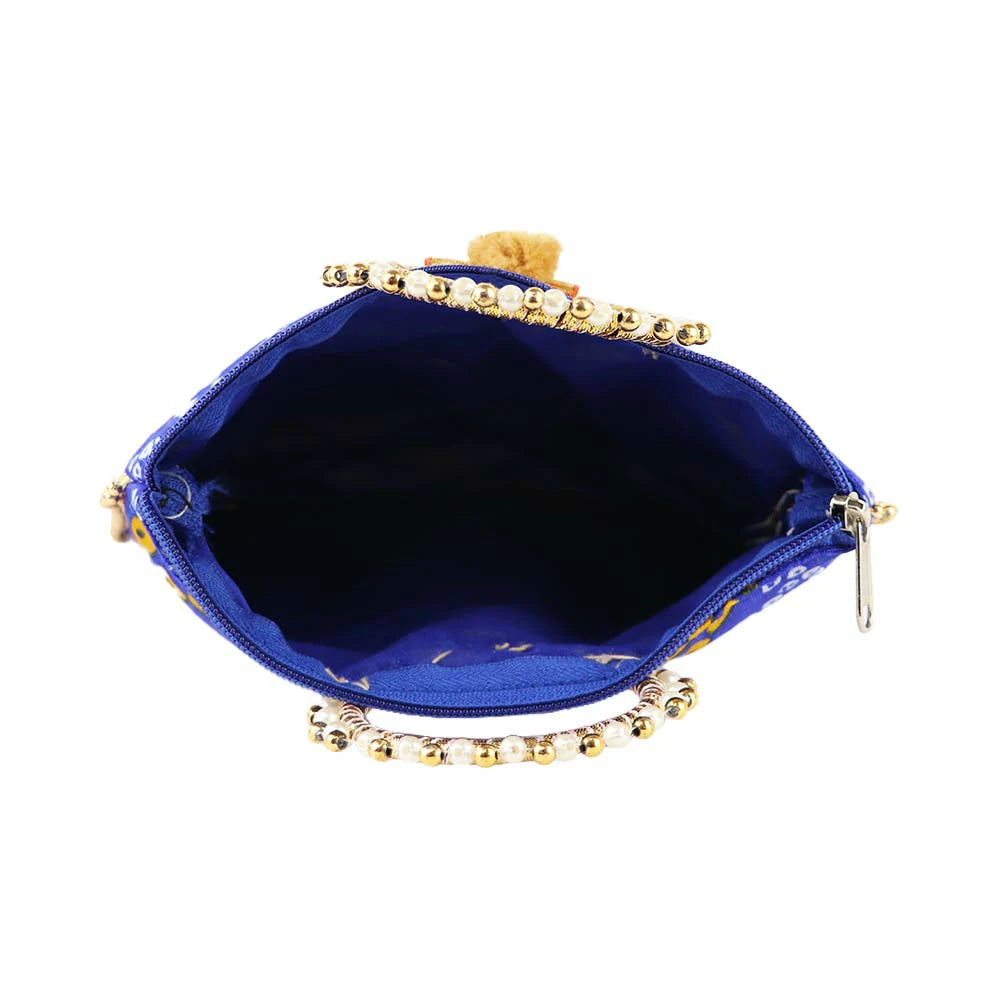 Embroidered Pearl Handle Bag