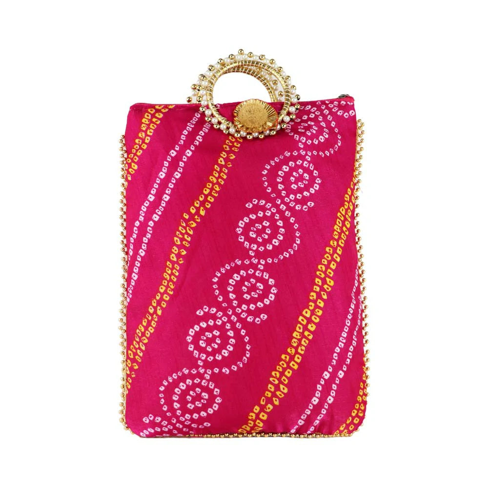 Embroidered Pearl Handle Bag