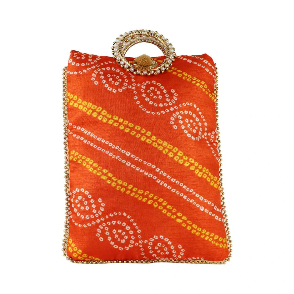 Embroidered Pearl Handle Bag - Red