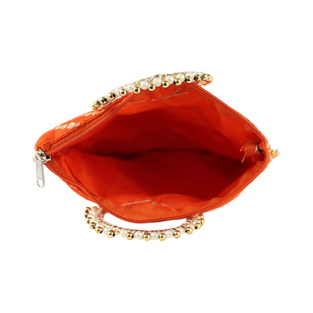 Embroidered Pearl Handle Bag