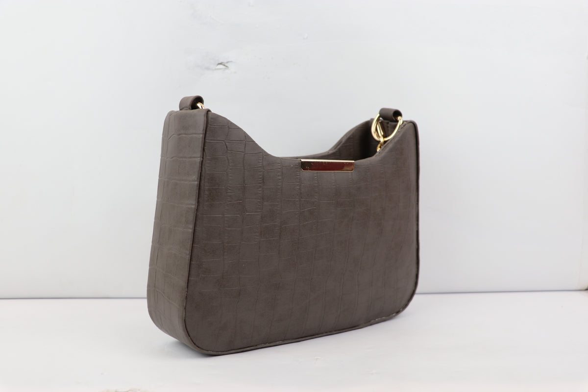 Texture Sling Bag with Gold Chain Strap