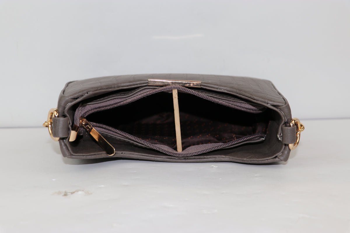 Texture Sling Bag with Gold Chain Strap