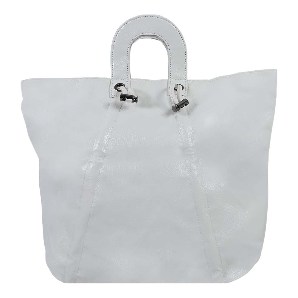 Textured Tote Bag with Gothic Cross Embellishment