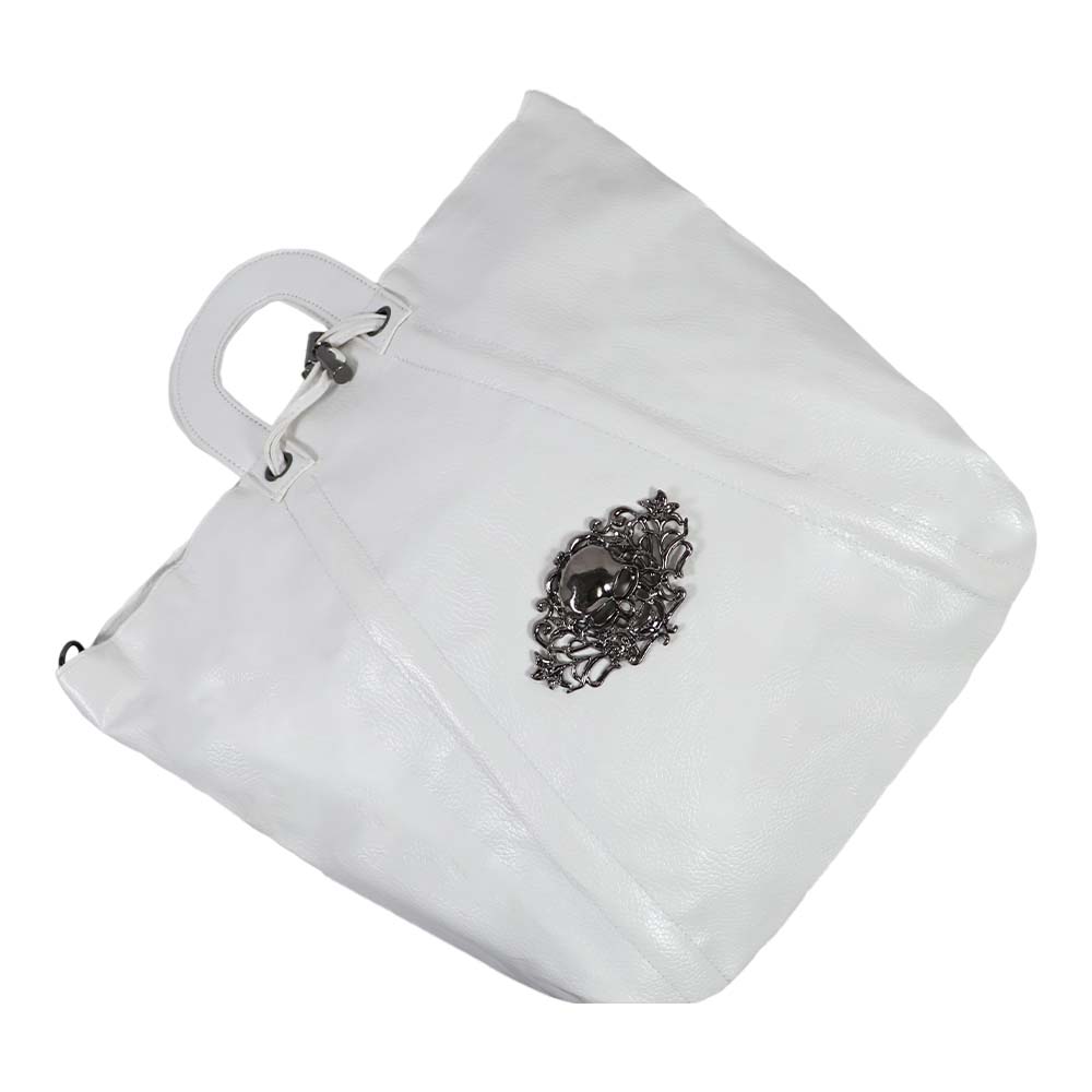 Textured Tote Bag with Gothic Cross Embellishment