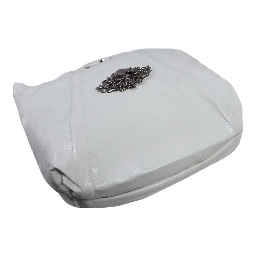 Textured Tote Bag with Gothic Cross Embellishment