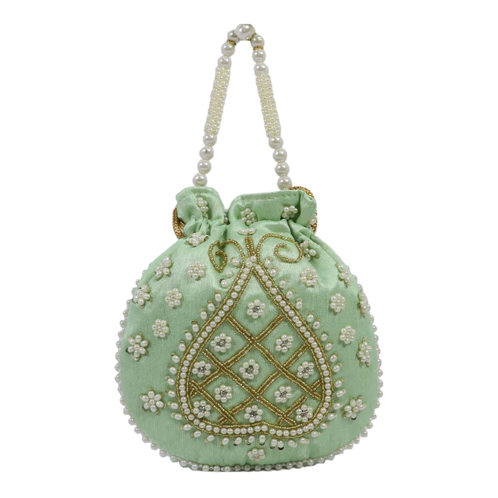 Pearl-Embroidered Potli Bag – Ethnic Elegance