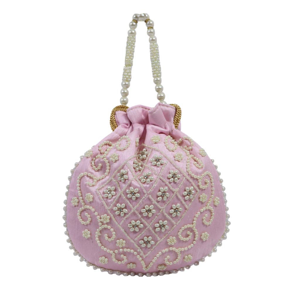 Pearl-Embroidered Potli Bag – A Timeless Ethnic Charm