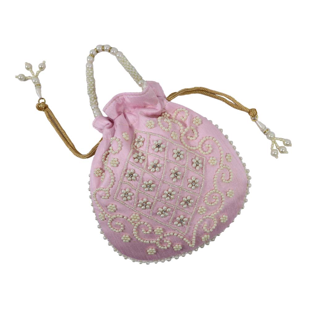 Pearl-Embroidered Potli Bag – A Timeless Ethnic Charm