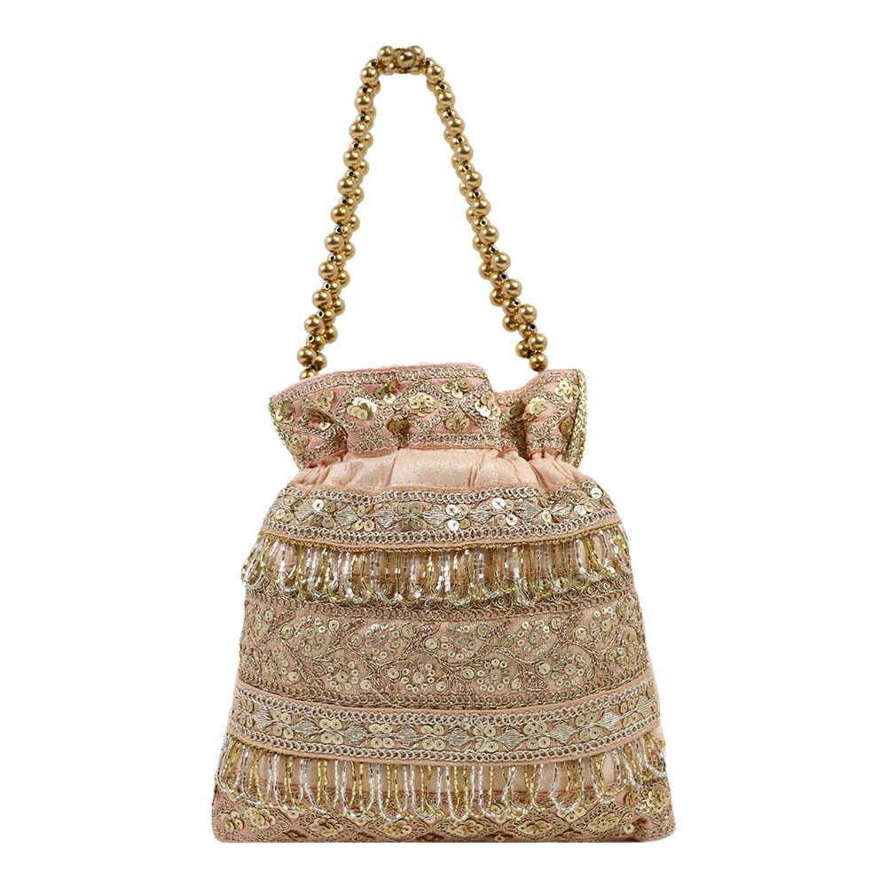 Champagne Gold Embroidered Potli Bag – A Royal Affair