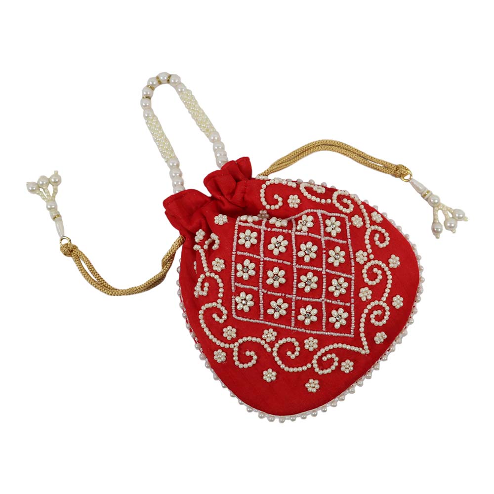 Pearl-Embroidered Potli Bag – A Timeless Ethnic Charm
