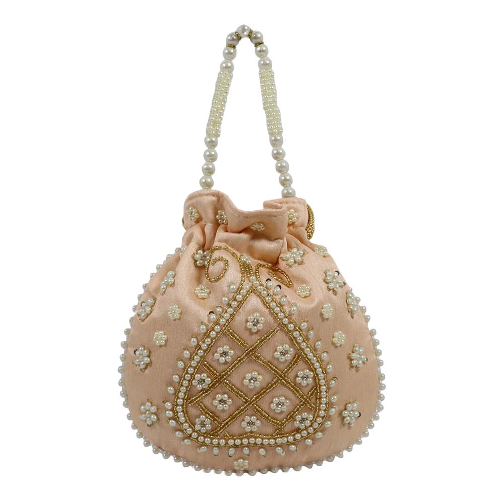 Pearl-Embroidered Potli Bag – Ethnic Elegance