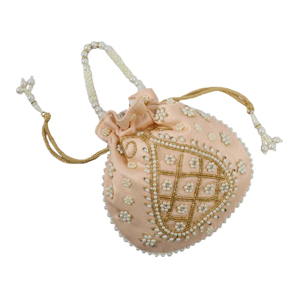 Pearl-Embroidered Potli Bag – Ethnic Elegance