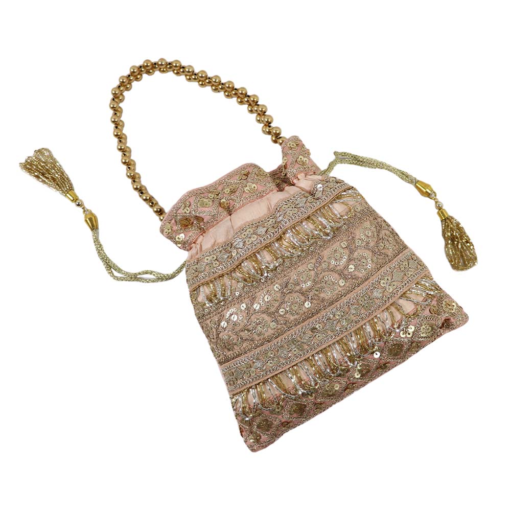 Champagne Gold Embroidered Potli Bag – A Royal Affair