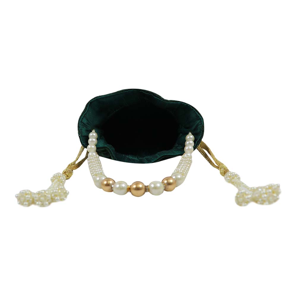 Elegant Embroidered Potli Bag with Pearl Handle