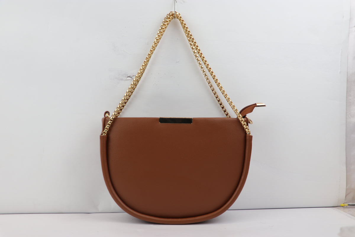 Semi Circle Sling Bag with Gold Chain Strap