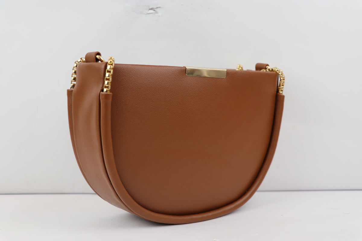 Semi Circle Sling Bag with Gold Chain Strap