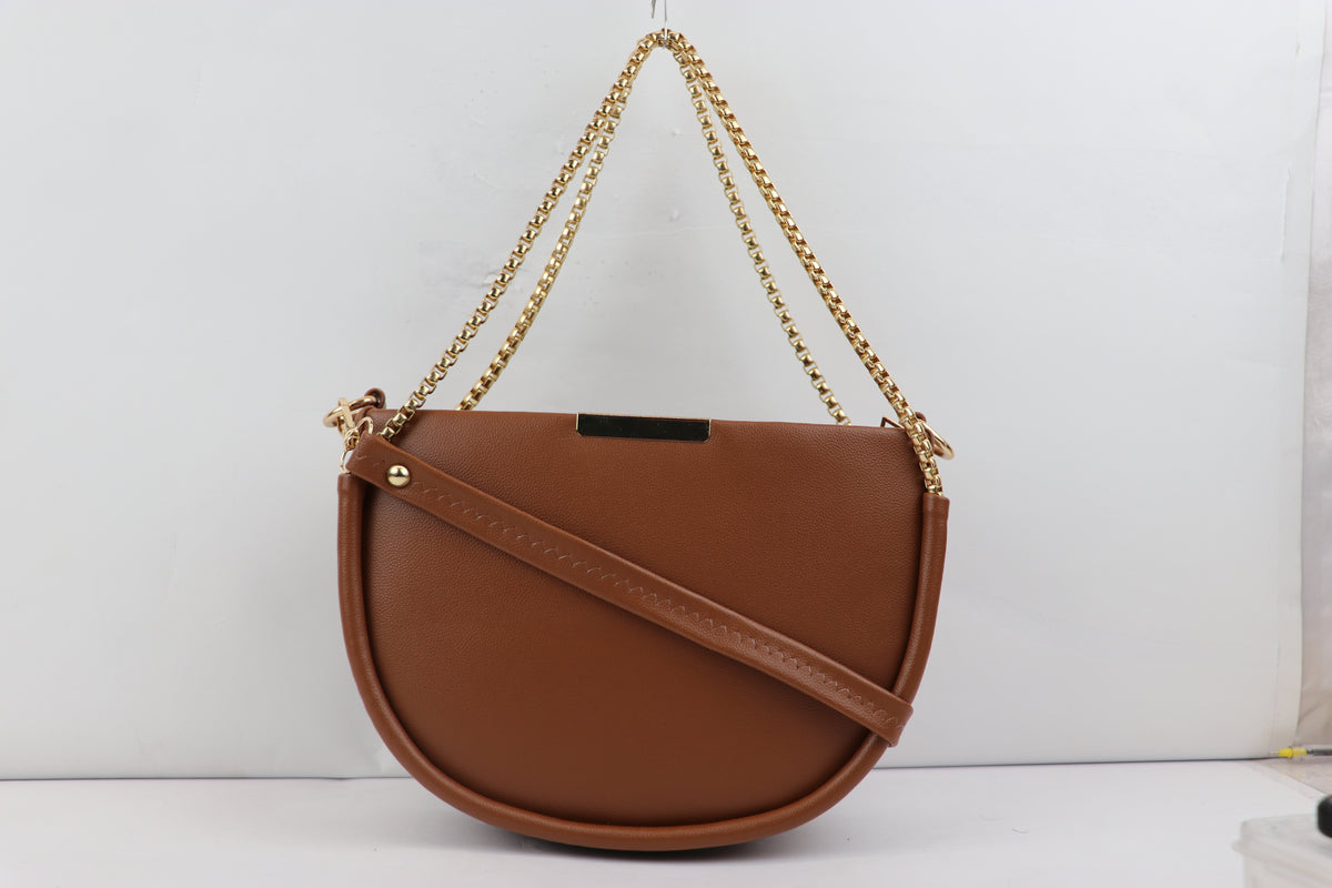 Semi Circle Sling Bag with Gold Chain Strap