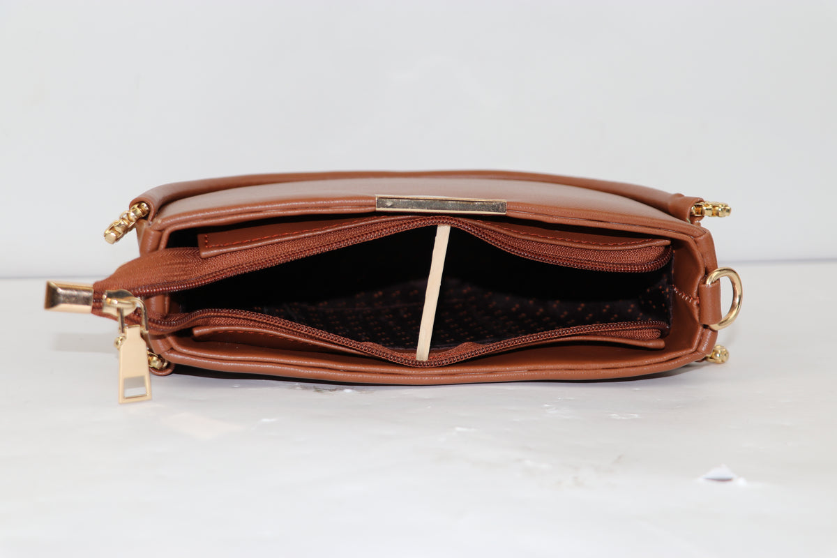 Semi Circle Sling Bag with Gold Chain Strap