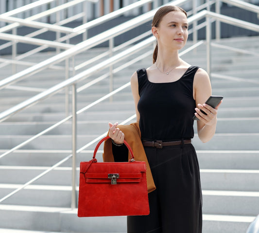 Croc Embossed Handbag with Silver Lock