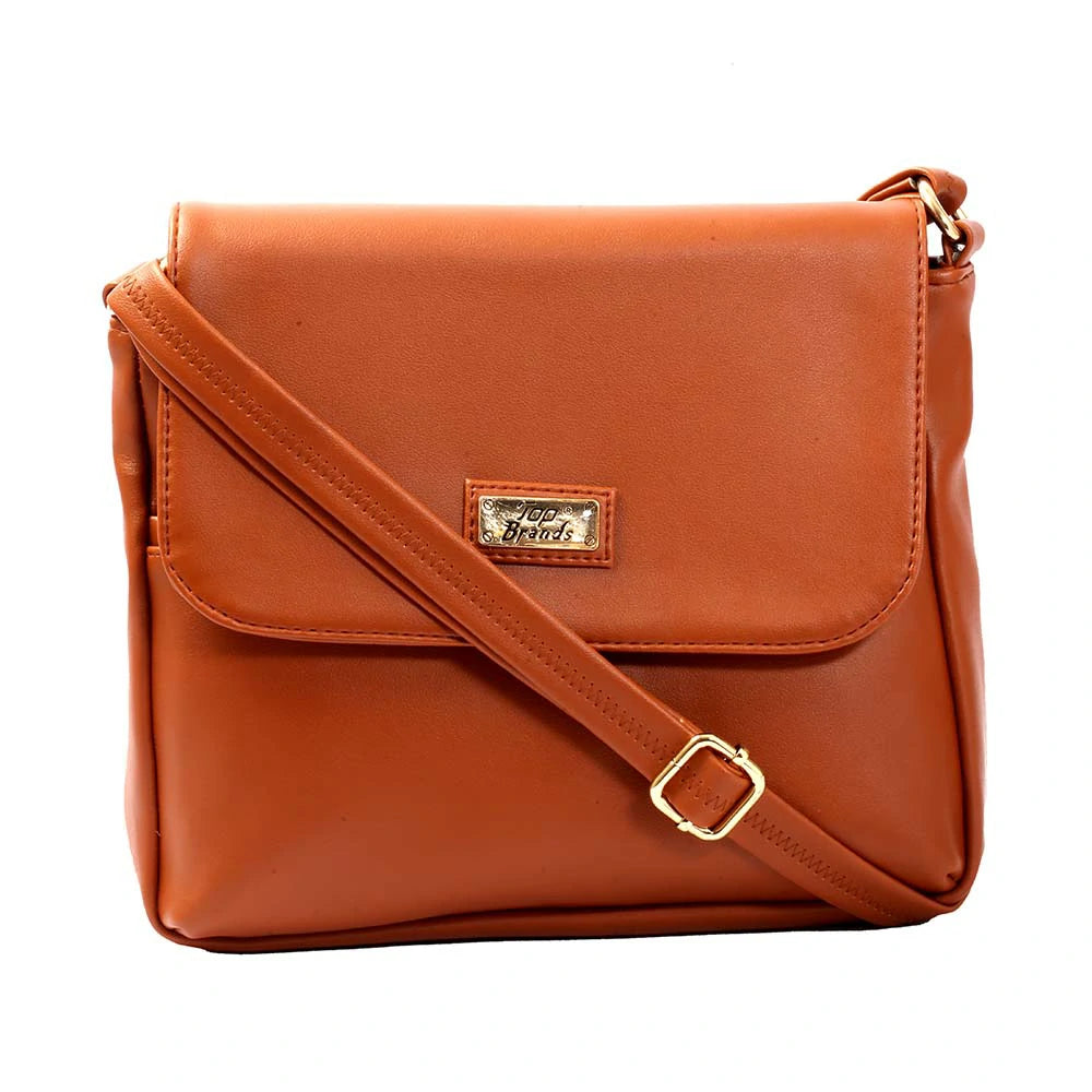 Women’s Handbag with Top Handle and Detachable Sling Strap - Brown