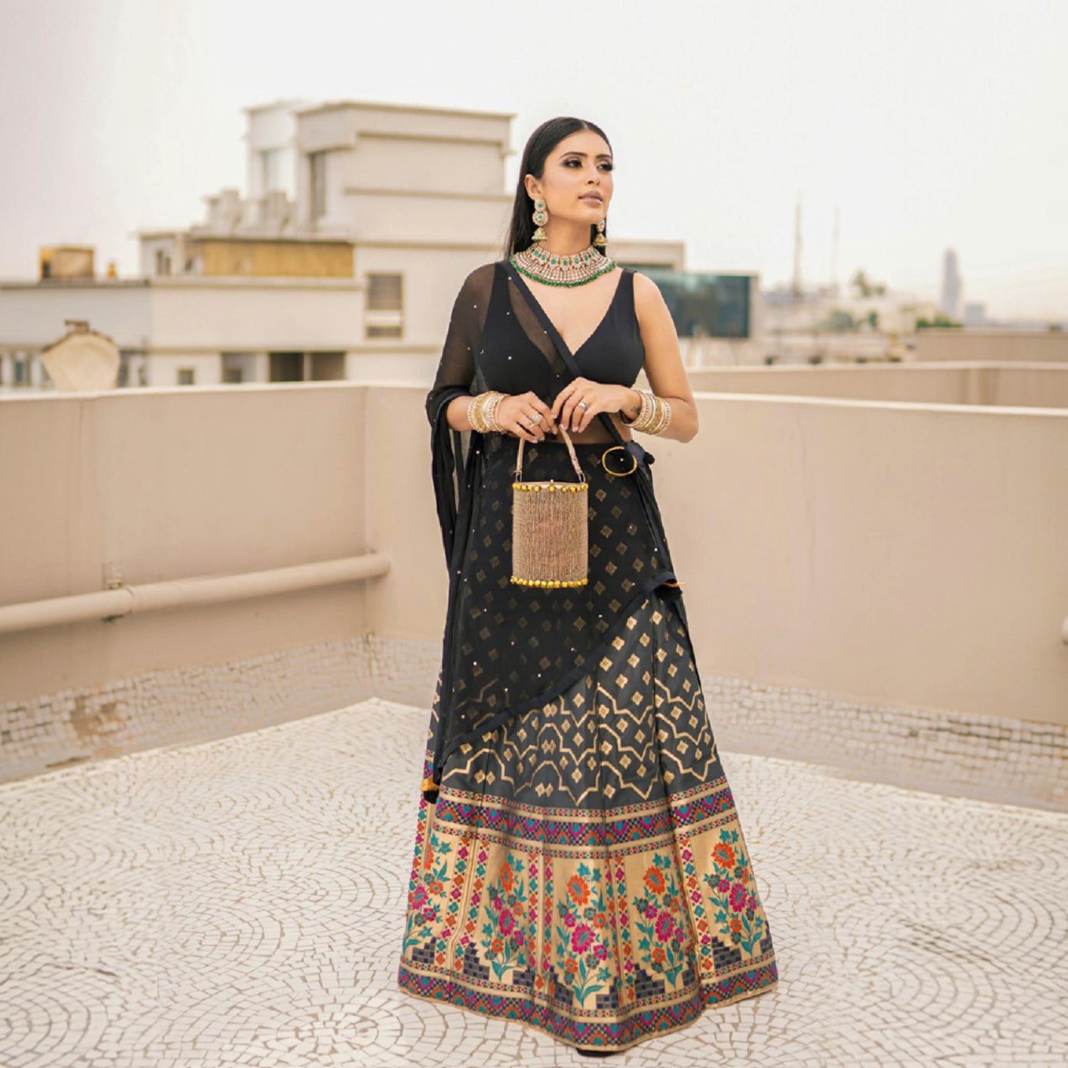 Gold Beaded Potli Bag for Bridal & Coin Purse Festive - Gold
