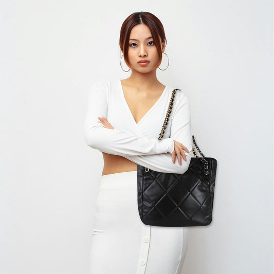 Quilted Blue Tote Bag