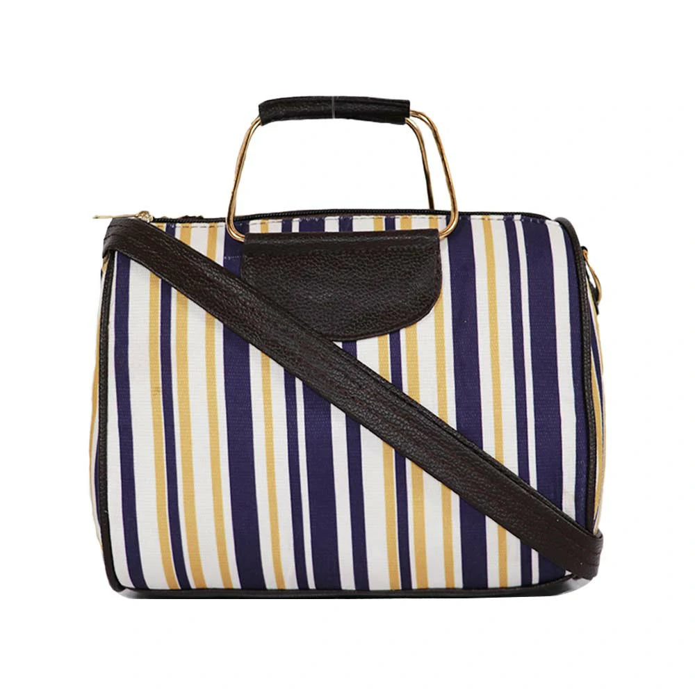 Women Red Printed Duffle Handbag with Sling Strap & Metal Handle – Travel & Everyday Stylish Bag - cream / blue