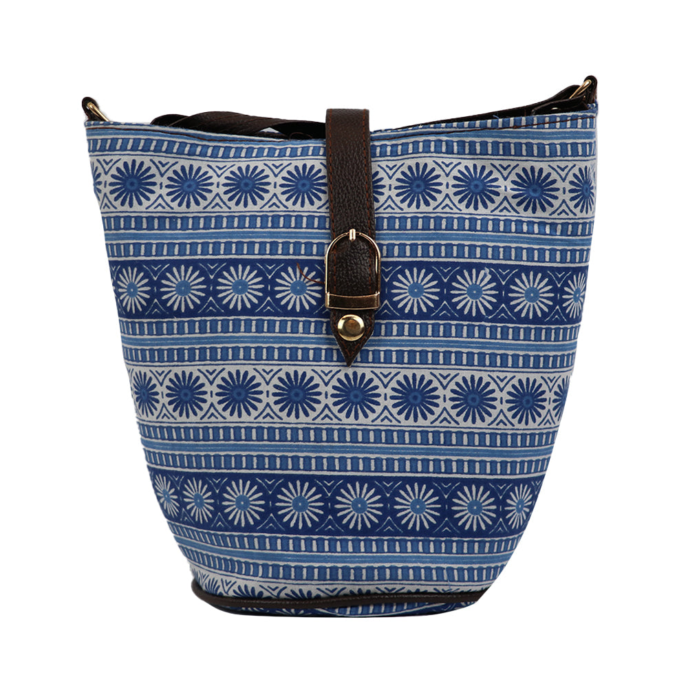 Printed Sling Bag for Women | Compact Crossbody Handbag with Multiple Compartments | - Blue