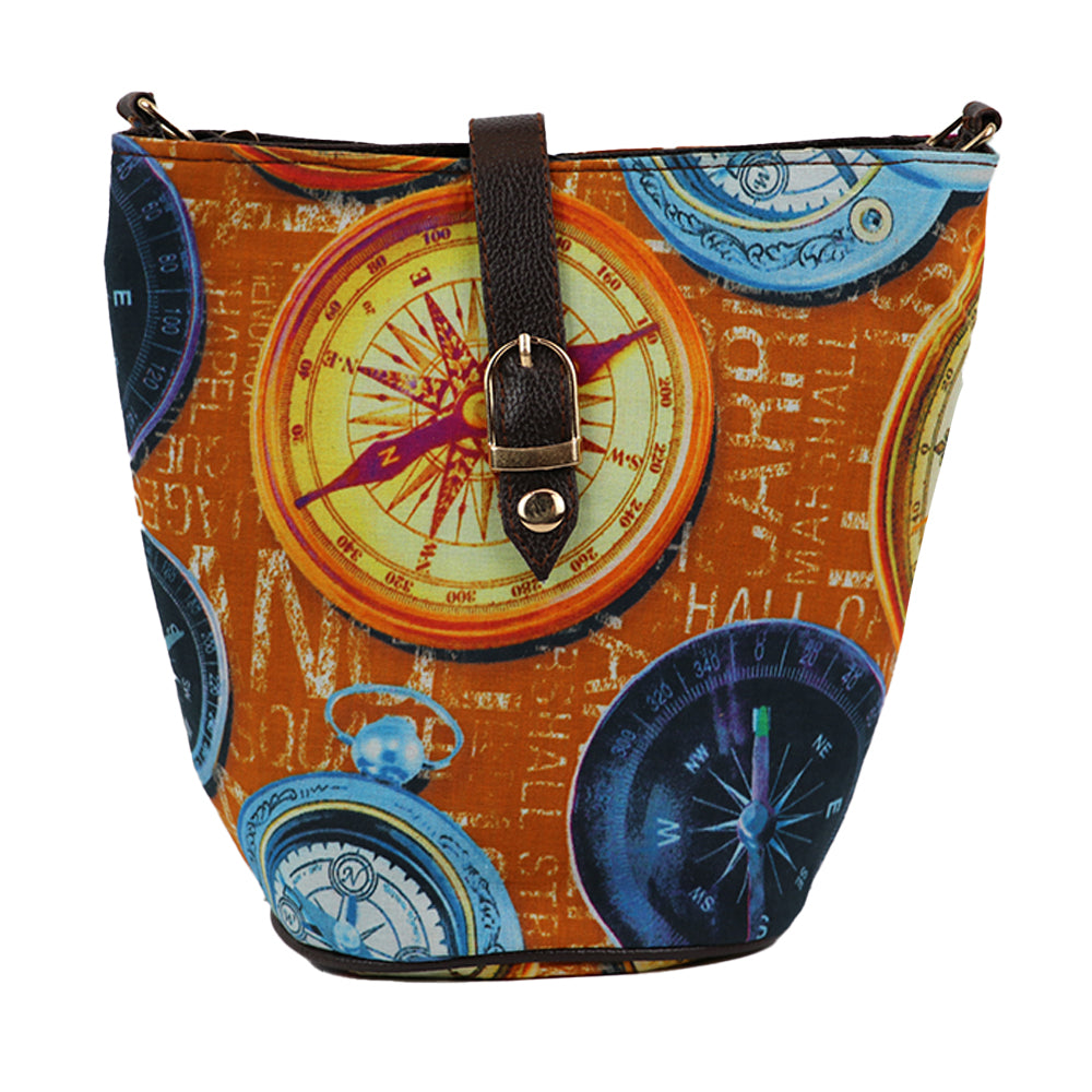 Printed Sling Bag for Women | Compact Crossbody Handbag with Multiple Compartments | - Orange
